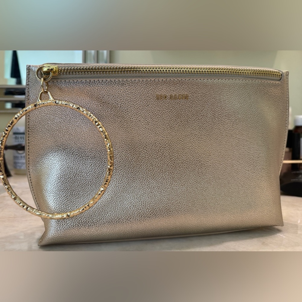 Ted Baker Metallic Clutch with Gold Accents